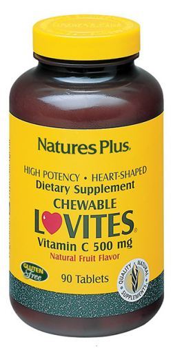 NaturesPlus Lovites Suplement witaminy C 500 mg - 90 tabletek do żucia