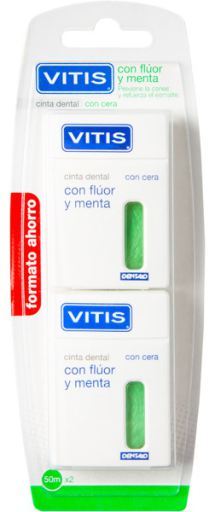 Vitis Dental Tape z fluorem i miętą 2x50 ml