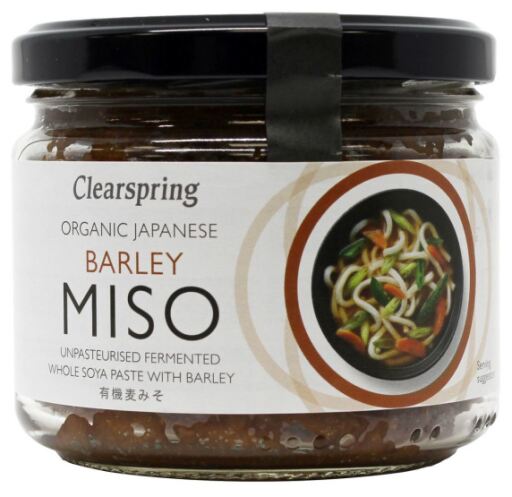 Clearspring Organiczne niepasteryzowane mugi miso (jęczmień, słoik szklany) 300 g