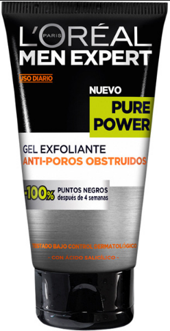 Men Expert Pure Power Gel Exfoliante Anti Poros Obstruidos 150 ml