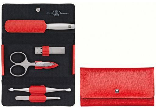 Czerwone etui z prawdziwej sk&oacute;ry na zatrzask 5 sztuk