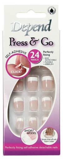 Press &amp; Go Short Pink Adhezyjny Manicure French Nails