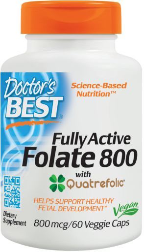W pełni aktywny kwas foliowy 800 z Quatrefolic 800 mcg 60 wegetariańskich kapsułek