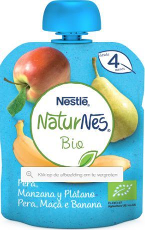 Torba Naturnes Bio gruszka jabłko banan 4 miesiące 90 gr