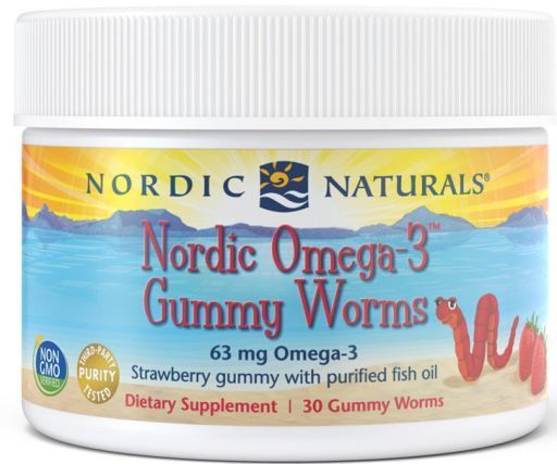 Gummy Worms Omega-3 Truskawka 63 mg 30 Robaki