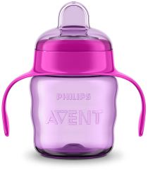 Szklanka dla niemowląt z różowym miękkim ustnikiem 200 ml