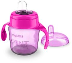 Szklanka dla niemowląt z różowym miękkim ustnikiem 200 ml