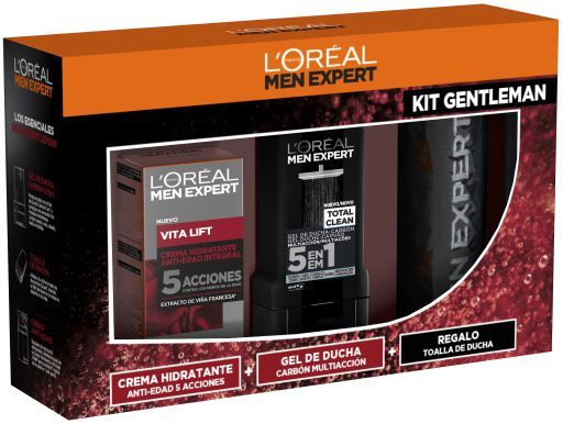 Set Men Expert Crema Antiedad 50 ml + Gel Ducha 300 ml + Toalla