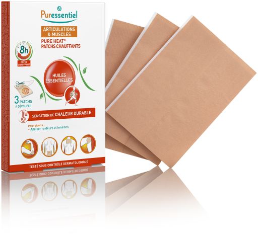 Puressentiel Plastry rozgrzewające Pure Heat na stawy i mięśnie, 3 szt.