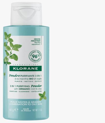 Organiczny puder oczyszczający z miętą wodną i glinką 3 w 1 50 gr