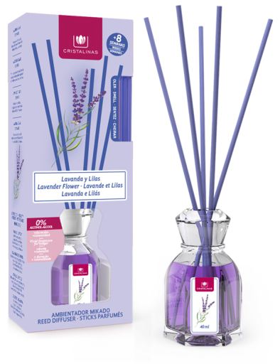 Cristalinas Mikado Lawenda & Liliowy Odświeżacz Powietrza 8 Tygodni 40 ml