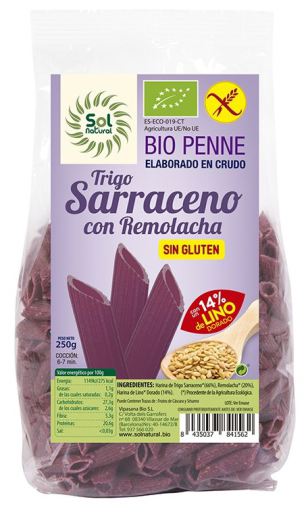 Sol Natural Makaron Penne Gryka Buraczki Len Bezglutenowy Bio 250 gr