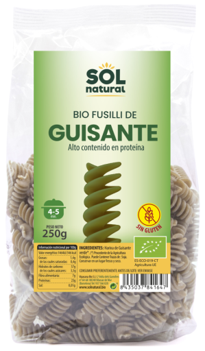 Sol Natural Ekologiczne bezglutenowe fusilli grochowe 250 gr
