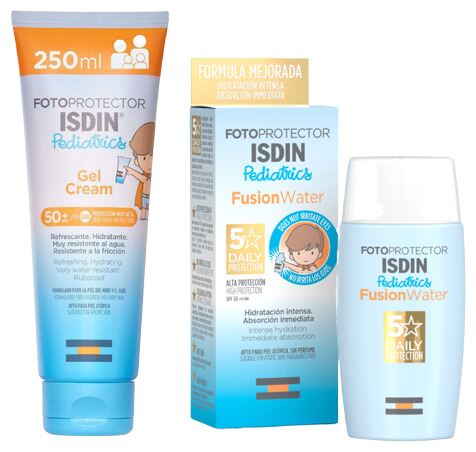 Pediatryczny krem żelowy z filtrem przeciwsłonecznym SPF 50+ + woda Fusion SPF 50