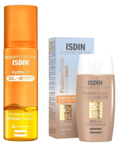 Isdin Fotoprotektor Hydro Oil SPF 30 + Fusion Water Color SPF 50