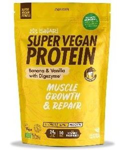 Iswari Super Vegan Protein Banan i Wanilia z Digezyme 400g