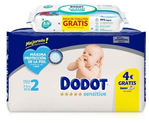 Pieluszki Sensitive Pack Rozmiar 2 od 4 do 8 kg + chusteczki