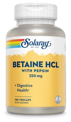 Solaray Betaina HCL Pepsin 250 mg 180 kapsułek