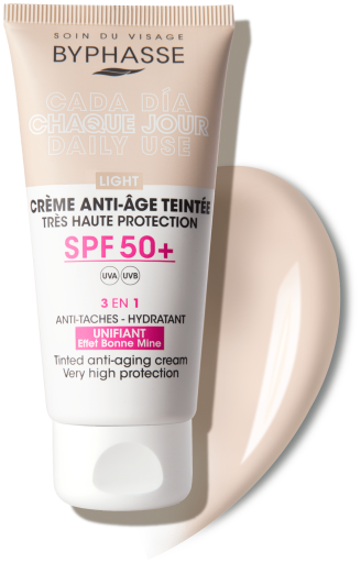 Byphasse Przeciwzmarszczkowy krem do twarzy z kolorem SPF50+ 50 ml