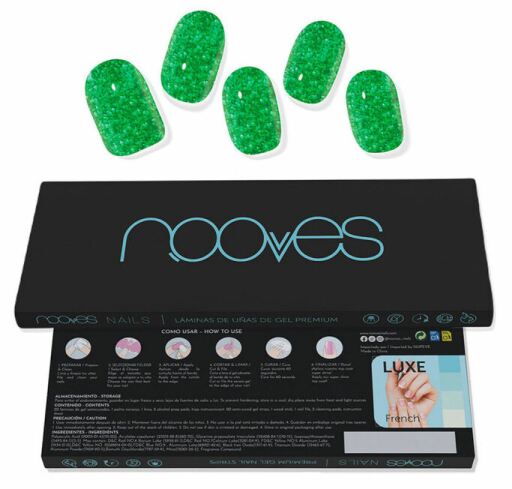 Nooves Arkusze żelowe do paznokci Jade Glitter Glam Green 20 sztuk