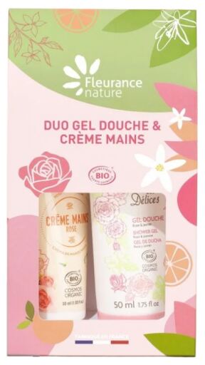Fleurance Nature Duo Gel Douche et Cr&egrave;me Mains Rose 2 sztuki
