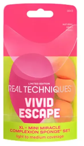 Real Techniques Vivid Escape XL + Mini Miracle Complexion Sponge 4-częściowy zestaw